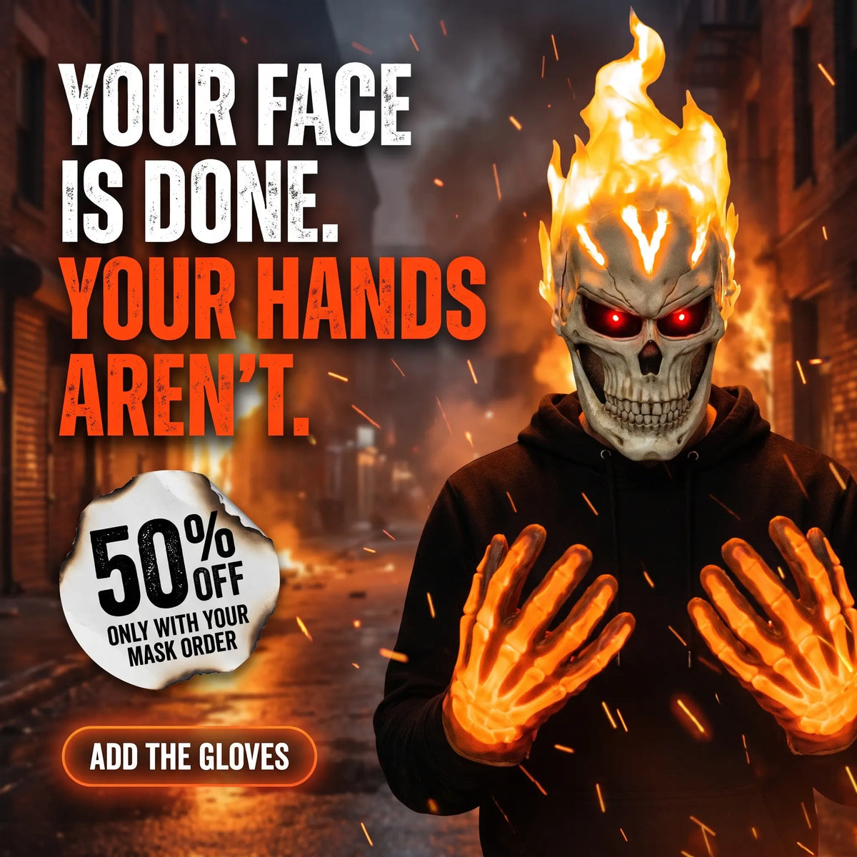 FINISH THE RIDER - LED FLAME GLOVES AT HALF PRICE