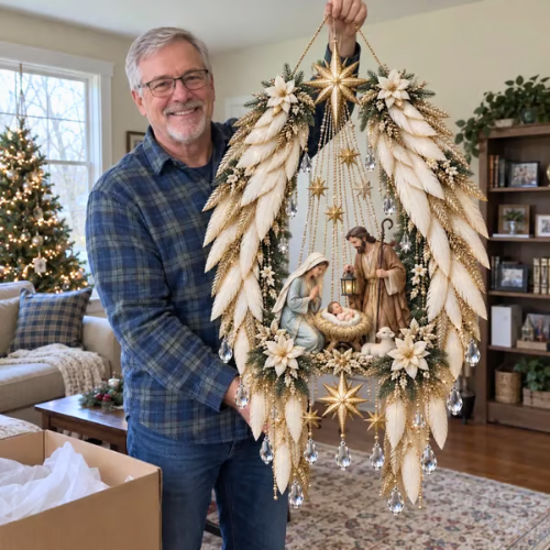 Warm Glow Angel Wings LED Nativity Wall Light