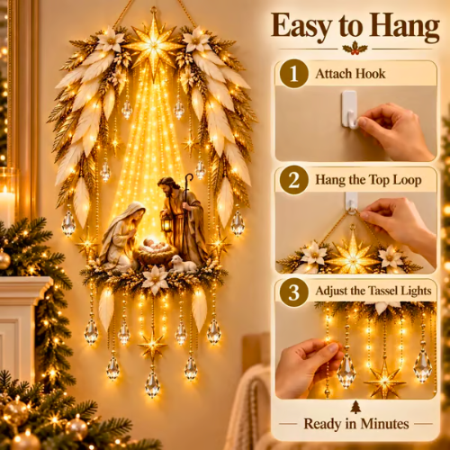 Warm Glow Angel Wings LED Nativity Wall Light