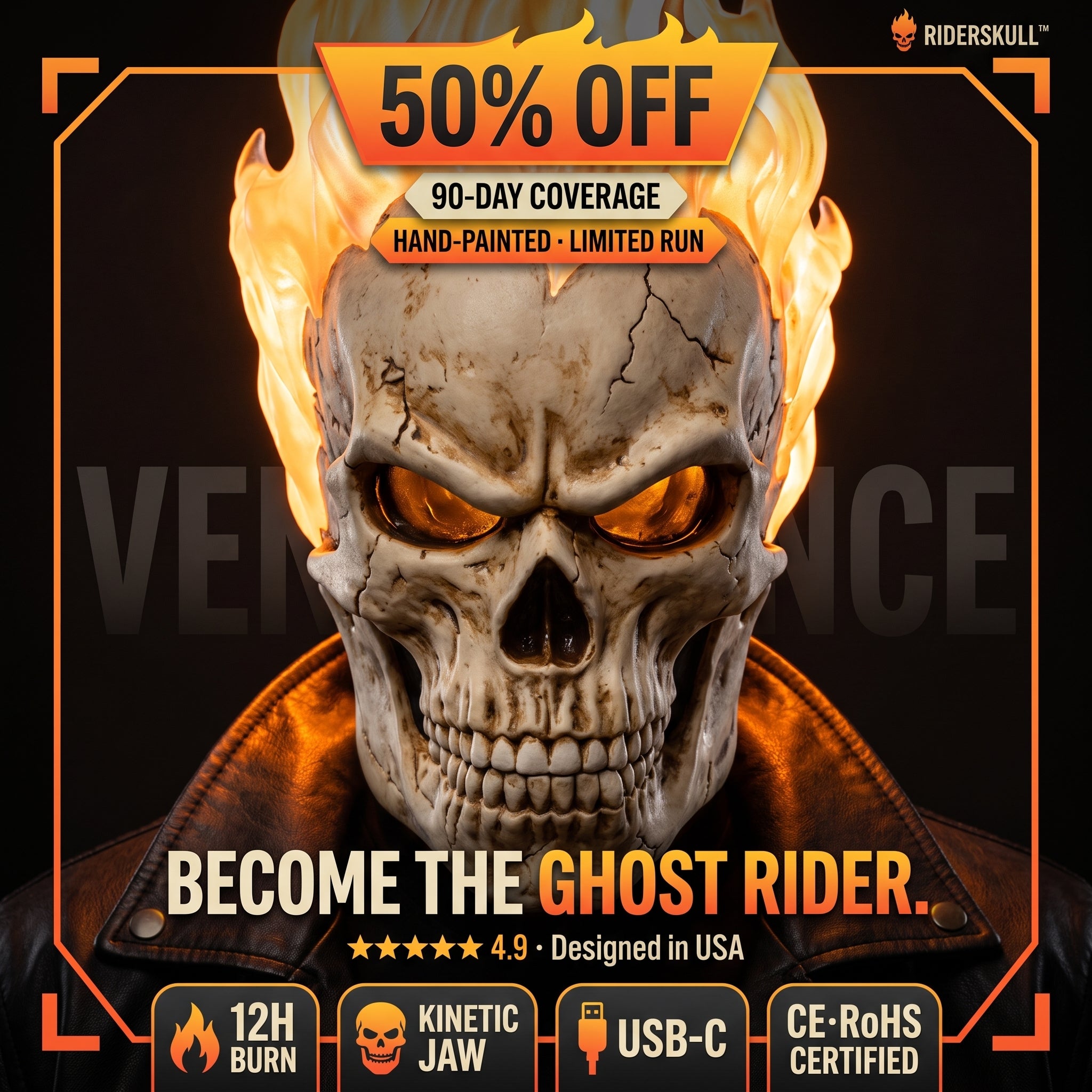 GHOST RIDER LED Flame Mask — 2026 Collectors Edition