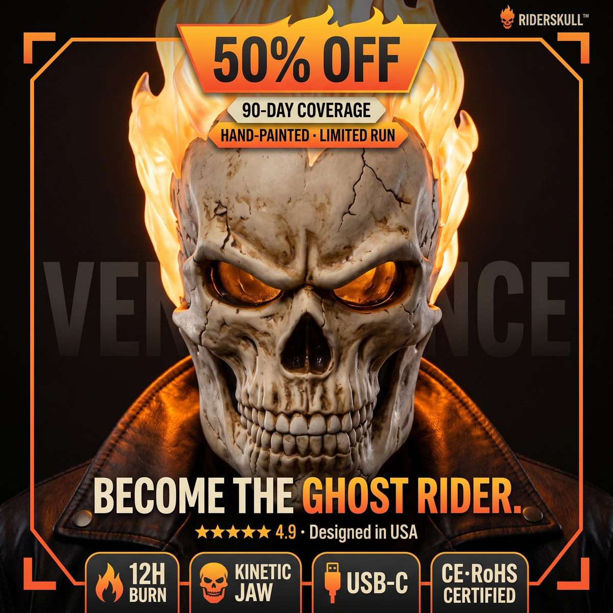 GHOST RIDER LED Flame Mask — 2026 Collectors Edition